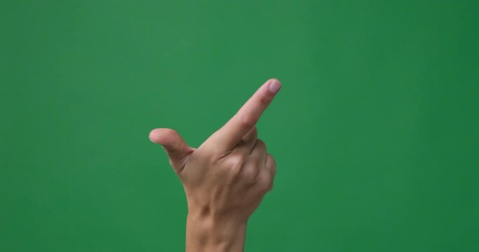 Hand snapping fingers over green chroma key background
