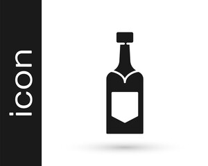 Black Champagne bottle icon isolated on white background. Vector.