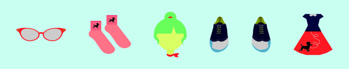 set of poodle skirt cartoon icon design template with various models. vector illustration isolated on blue background