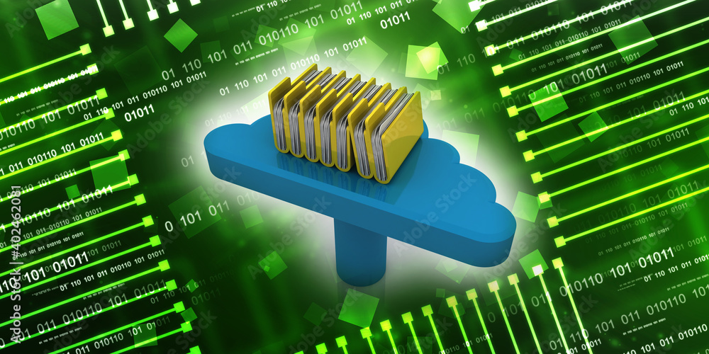 Poster 3d rendering cloud folder network