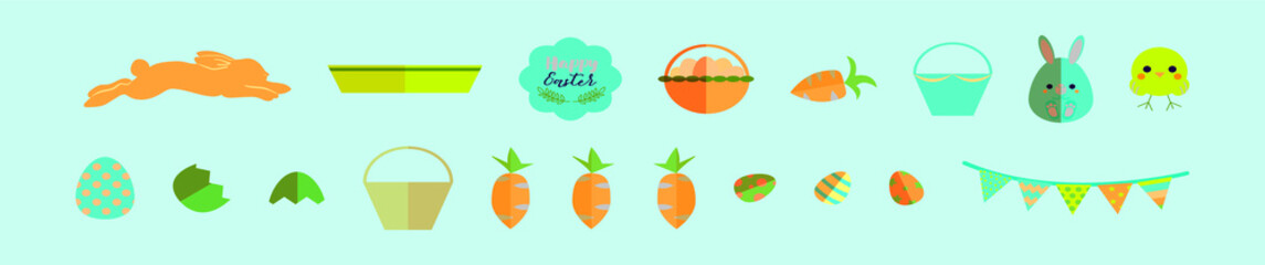 set of easter egg hunt cartoon icon design template with various models. vector illustration isolated on blue background