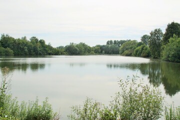 a pond in the garden of lidice memorial, czech republic