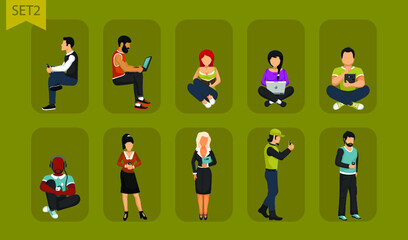 Man and women peoples. Social vector illustration. Persons big set.