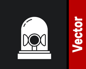 White Flasher siren icon isolated on black background. Emergency flashing siren. Vector.