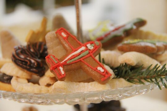 Christmas Cookies In The Shape Of An Aeroplane