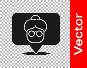 Black Nursing home building icon isolated on transparent background. Health care for old and sick people. Center for retired people. Vector.