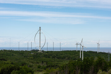 One vertical axis wind turbine in a wind turbines farm