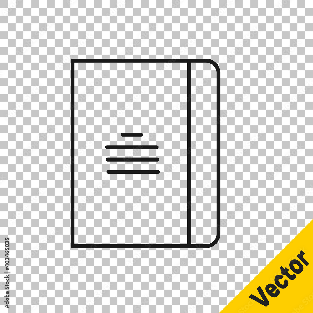 Poster black line notebook icon isolated on transparent background. spiral notepad icon. school notebook. w