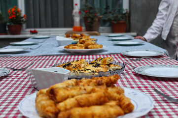 Turkish pastry with chicken and vegetables