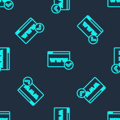 Green line Website template icon isolated seamless pattern on blue background. Internet communication protocol. Vector.