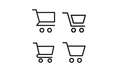 Shop cart icons collection. Supermarket trolley. E-commerce symbol. Online shopping.