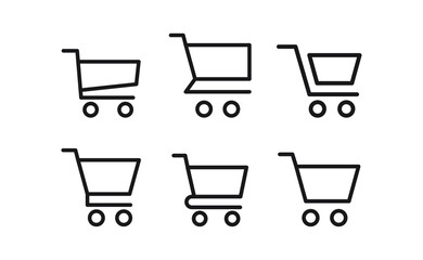 Shopping cart vector icon collection. E-commerce online shop symbol.