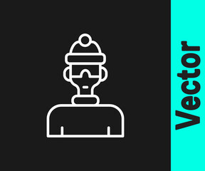 White line Winter athlete icon isolated on black background. Vector.