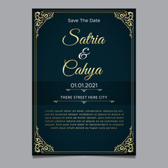 Wedding Invitation with gold ornaments

