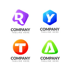 Set of letter logo collection with colorful shape for business