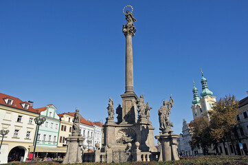 Fototapeta premium Czech Republic, Hradec Králové Region, Hradec Králové, velké náměstí, Plague Column, Oriental Bohemia
