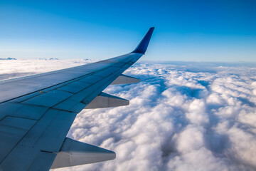 Fototapeta na wymiar view from the airplane window, tourism. flying