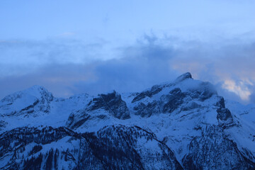 snow covered mountains