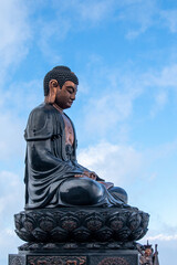 Large Buddha statue sitting atop Mount Fansipan near Sapa in northern Vietnam