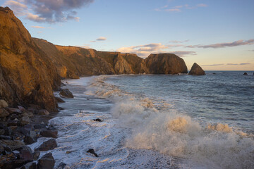 Stunning scenery on the Cooper Coast of Waterford, Ireland. Coast protected by Unesco for the biodiversity in animals and minerals.