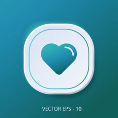 Heart Flat Icon on Square blue Internet Button Original Illustration