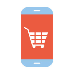 phone with shopping cart symbol in the middle of it
