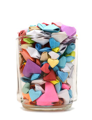 A full origami paper hearts full in cup