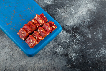 Tasty Turkish delight on a marble background