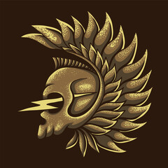 Skull wing thunder vector illustration