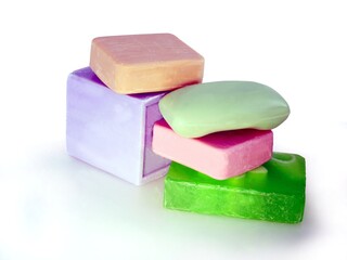 various,fragrant multicolor soaps in my bathroom 