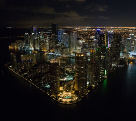 epic drone shot of downtown miami brickell area