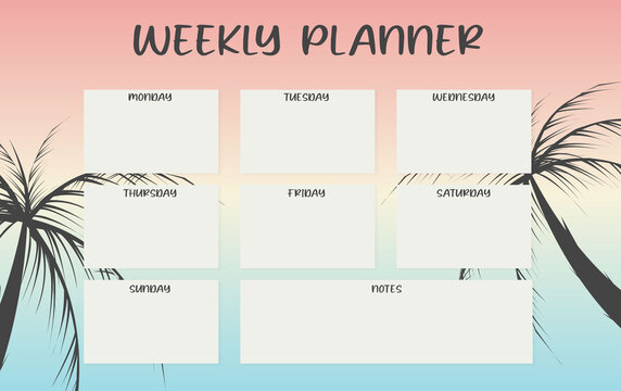 weekly planner, with a summer theme by the beach. - Powered by Adobe