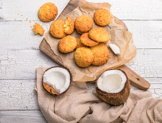 Gluten free millet cookies with coconut flakes. Cocosanki - poland cookies