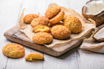 Gluten free millet cookies with coconut flakes. Cocosanki - poland cookies