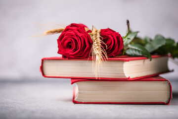 Rose and Book, traditional gift for Sant Jordi, the Saint Georges Day. It is Catalunya's version of...