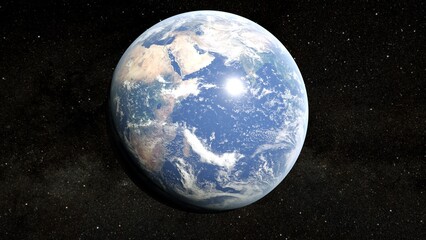 Earth from space with star background