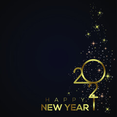 Happy New Year 2021, creative greeting card design with blue background. Vector design template. golden numbers