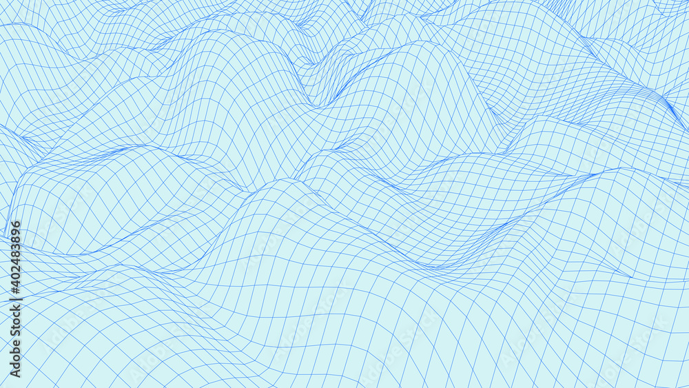 Poster vector perspective grid. big data. vector wireframe 3d landscape. technology grid illustration. futu
