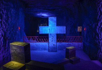 One of the Stations of the Cross in the underground Zipaquira salt cathedral, Zipaquira, Colombia