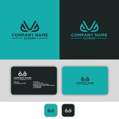 Business card template with letter V monogram