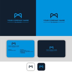 Business card template with letter M monogram