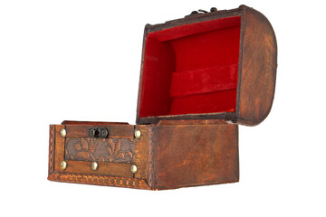 vintage casket isolated on white background, no shadow