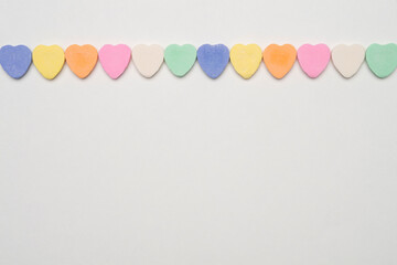 valentines candy heart banner on a white background