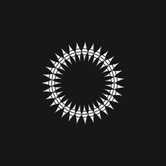 Solar/Spiky Logo. Black and White Icon.