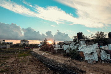 Poor homes in the Gaza Strip