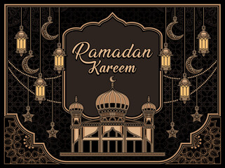 islamic ramadan kareem background with classic design color style