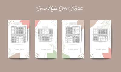 Social media stories template with organic shape background