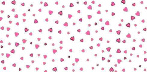 Valentines Day background with many pink hearts on white. Day of love for two people around the world