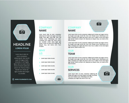 Bifold brochure template with hexagonal shapes