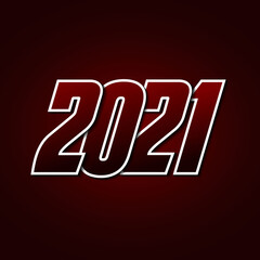 Happy New Year 2021 with outline and shadow